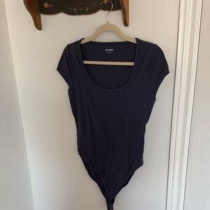 Old Navy Blue Fitted Bodysuit with Tie Front